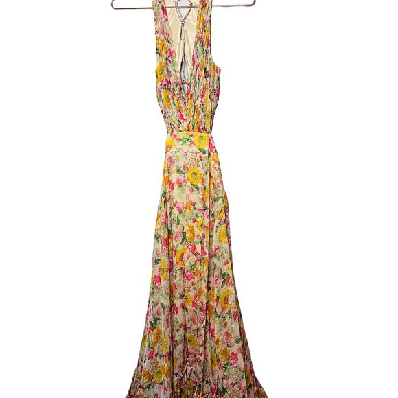 Mac Duggal 9174 Long Formal Multicolored Floral Print Chiffon Gown Dress Size 10 - Picture 4 of 16